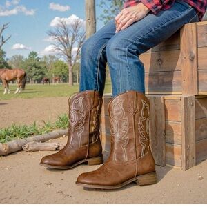 Motasha cowgirl boots with box. Worn once for a horse theme birthday party.